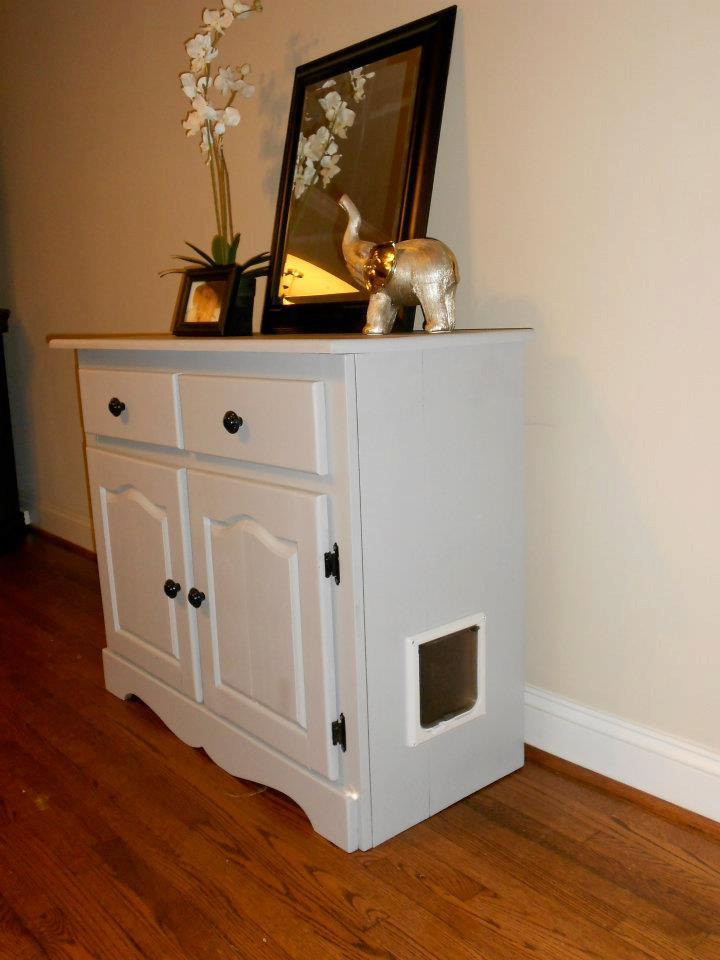 DIY Litter Box Cabinet
 Cat litter box cabinet with drawers by LolasStudio on Etsy