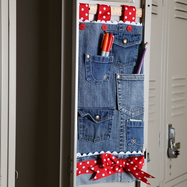 DIY Locker Organizers
 Wonderful DIY Hanging Jeans Pocket Organizer