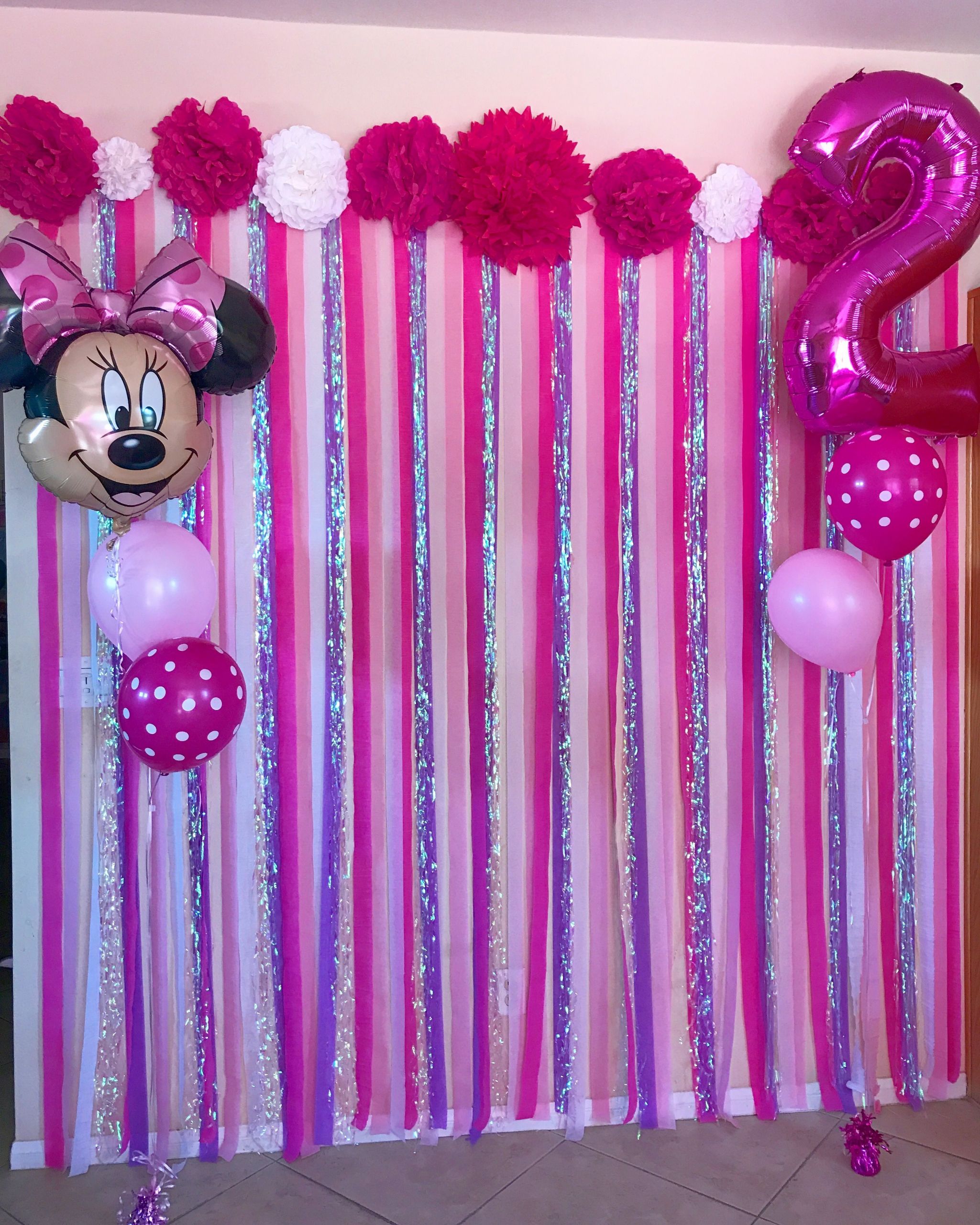 DIY Minnie Mouse Party Decorations
 DIY Minnie Mouse themed photo streamer wall in 2019