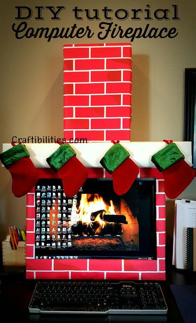 DIY Office Christmas Decorations
 Craftibilities Holiday fice IDEA FIREPLACE puter