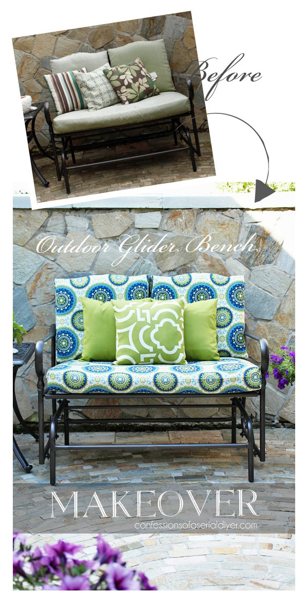 DIY Outdoor Bench Cushions
 Outdoor Glider Bench Makeover