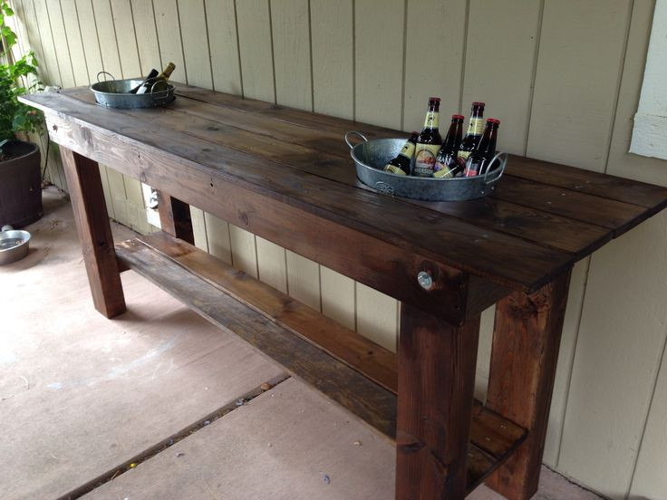 DIY Outdoor Buffet Table
 Outdoor serving table with built in ice buckets