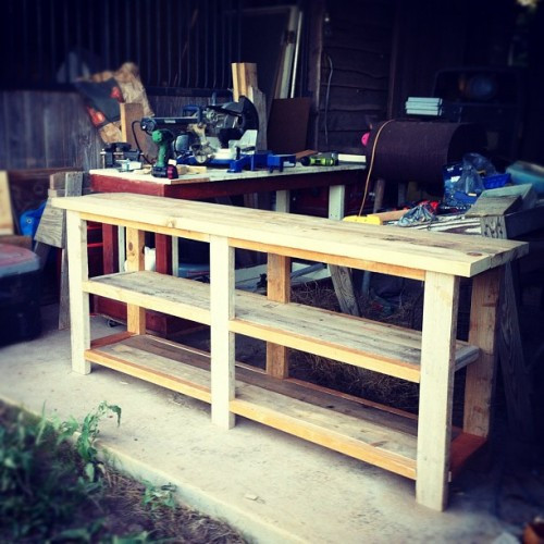 DIY Outdoor Buffet Table
 DIY Sofe Table or Entry Table Would also be a great plant stand buffet for the patio too