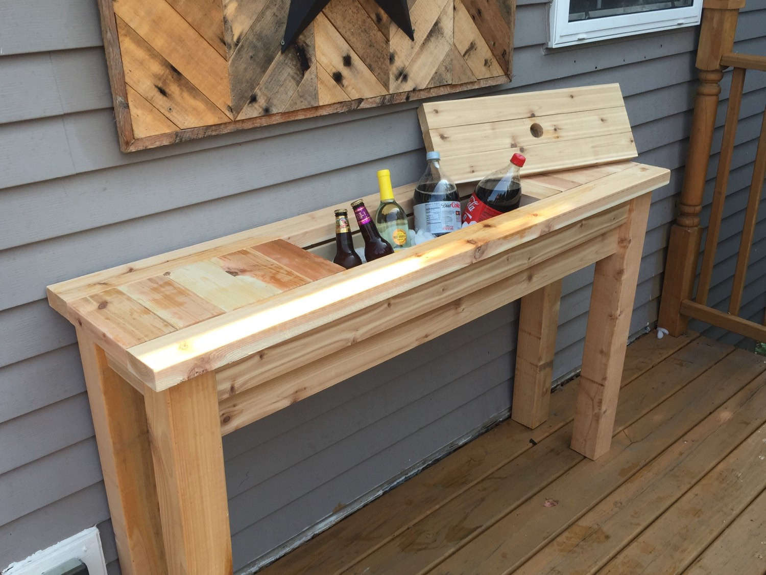 DIY Outdoor Buffet Table
 Patio Sideboard Buffet Table with drink cooler