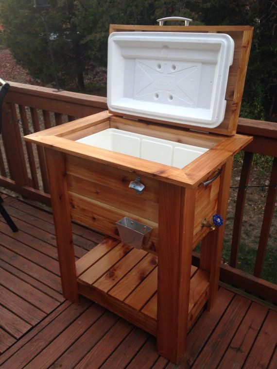 DIY Outdoor Cooler
 Beautiful cedar wood ice cooler Great deck patio box or