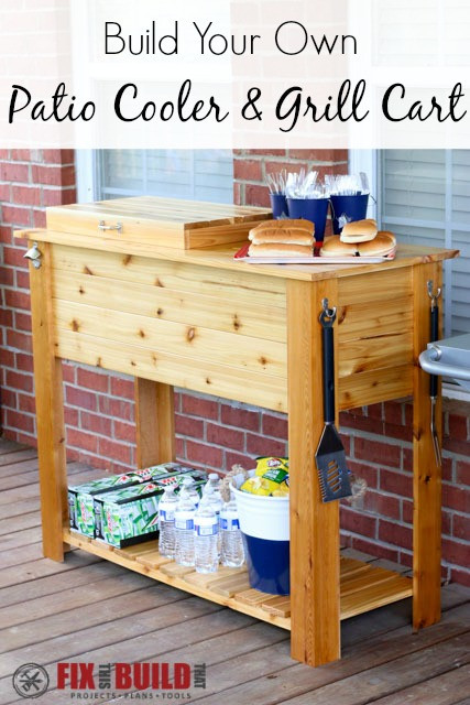 DIY Outdoor Cooler
 How to Build a Patio Cooler and Grill Cart bo