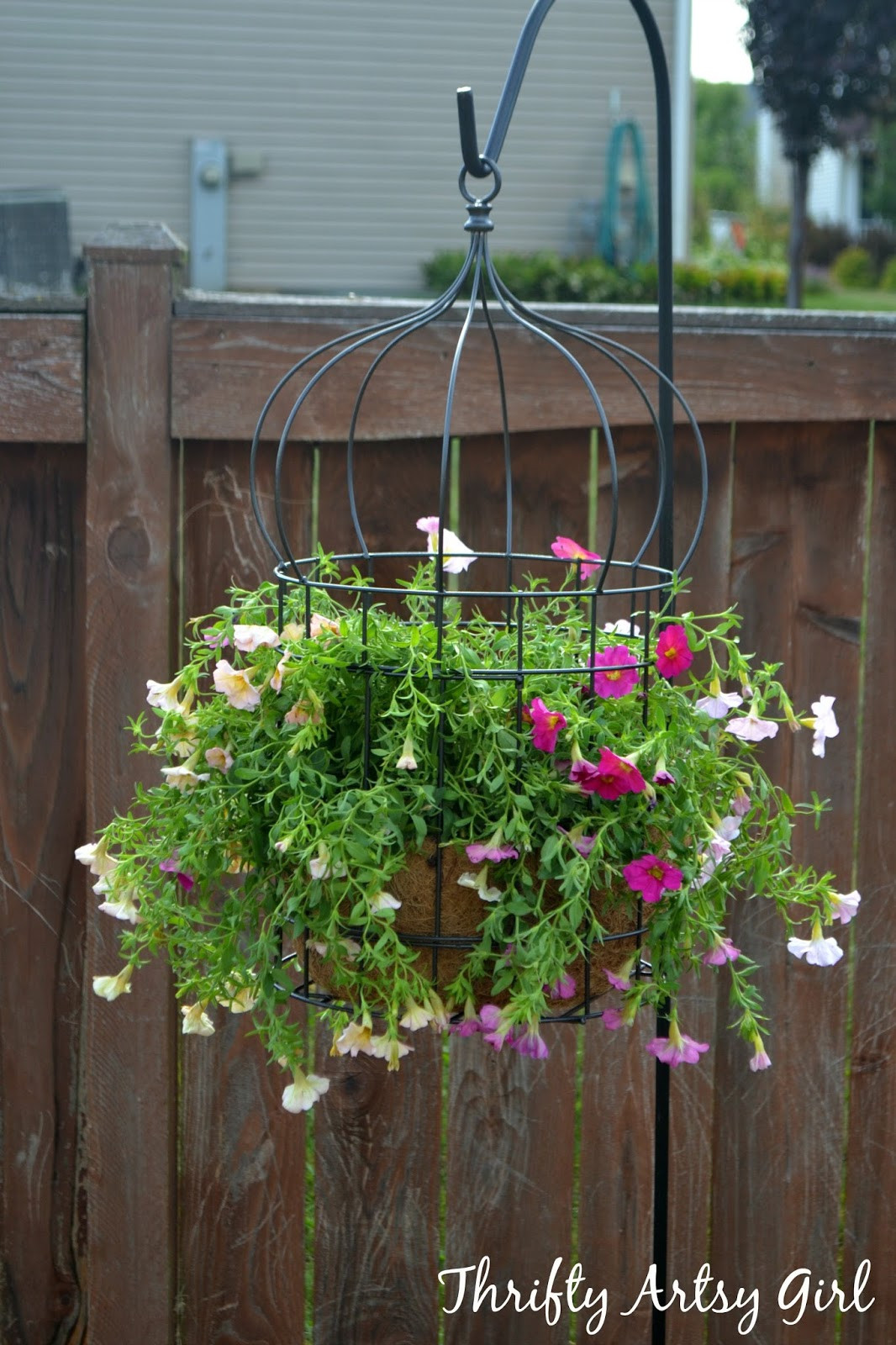 DIY Outdoor Hanging Planter
 Thrifty Artsy Girl DIY Simply Sweet Hanging Birdcage Planter