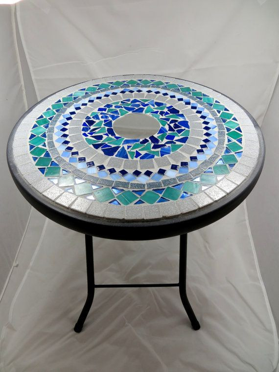 DIY Outdoor Mosaic Table
 Round mosaic side table or plant stand RESERVED FOR