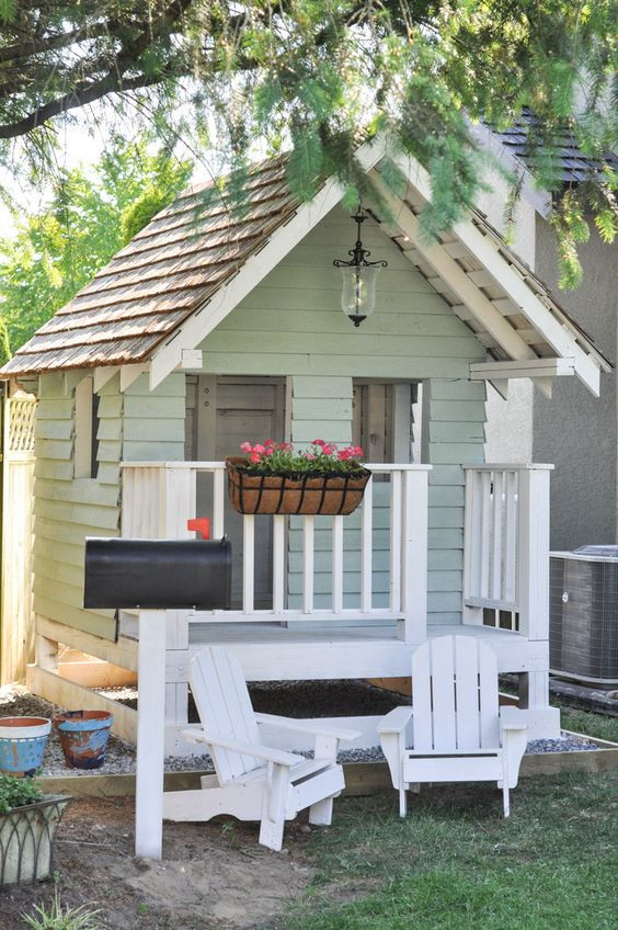 DIY Outdoor Playhouse
 Outdoor playhouses Flower lights and Outdoor on Pinterest