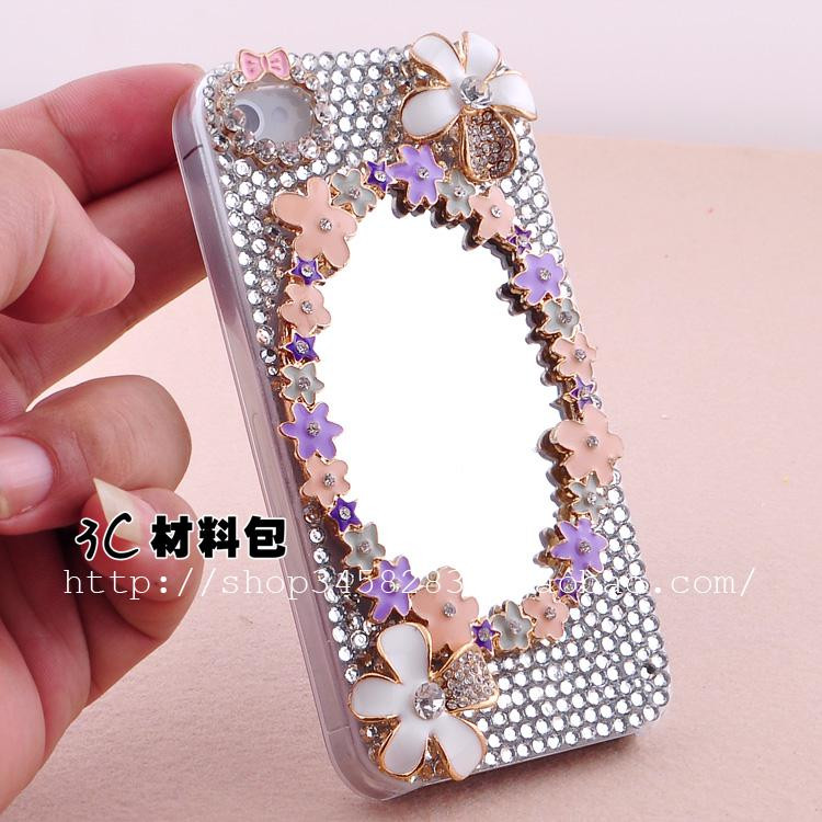 DIY Phone Decorations
 Wholesale Retail DIY Shiny Size S Mirror Flower Crystal