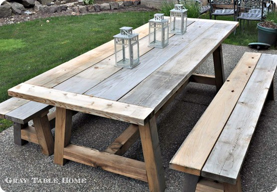 DIY Reclaimed Wood Dining Table
 Reclaimed Wood Outdoor Dining Table and Benches