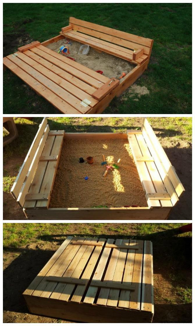 DIY Sandbox With Benches
 DIY Sandbox with Bench Cover DIY Sandbox Projects DIYHowto