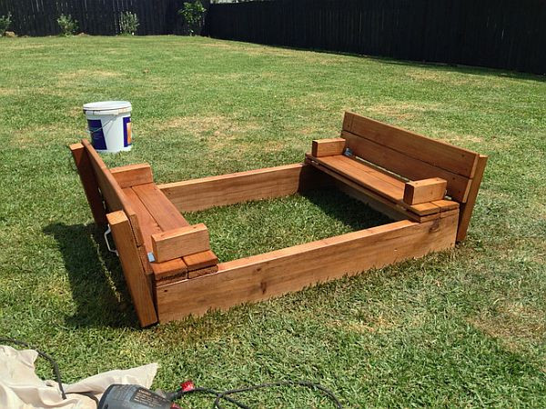 DIY Sandbox With Benches
 Kids DIY Sandbox How to Make e in the Backyard