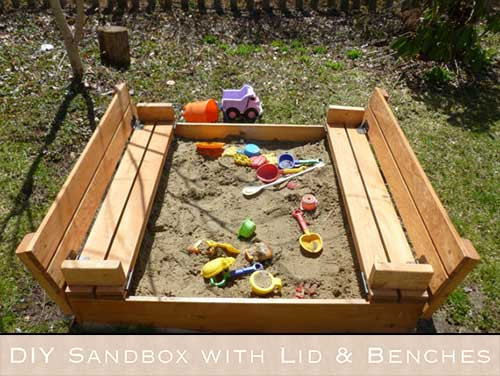 DIY Sandbox With Benches
 DIY Sandbox with Lid & Benches
