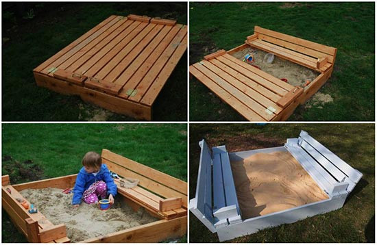 DIY Sandbox With Benches
 DIY Sandbox with Fold Out Seats