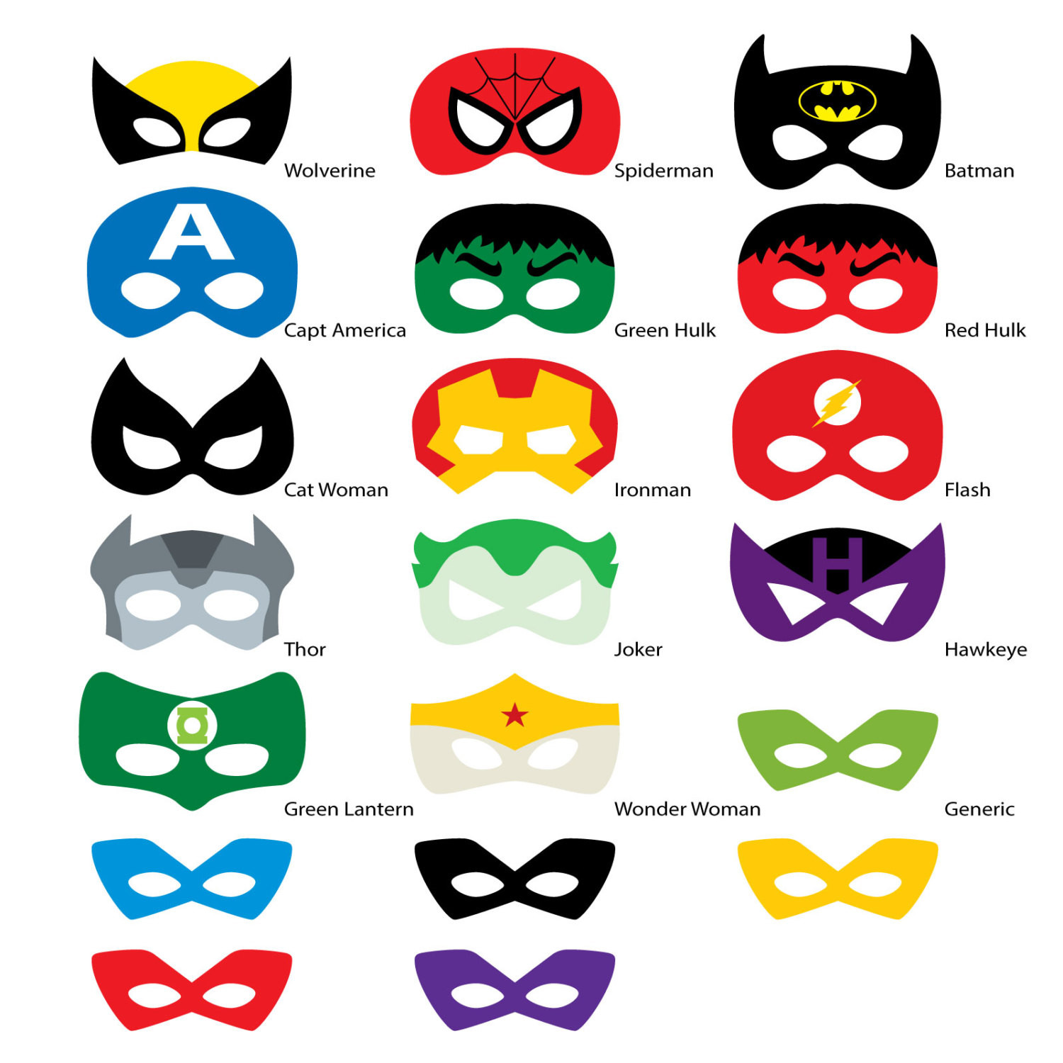 DIY Superhero Mask Template
 Booth Props Superhero Masks DIGITAL DOWNLOAD by