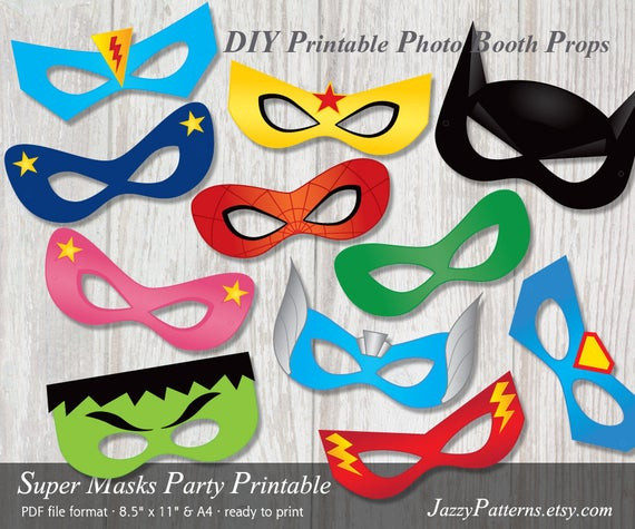 DIY Superhero Mask Template
 DIY Superhero printable masks photo booth props in ic book