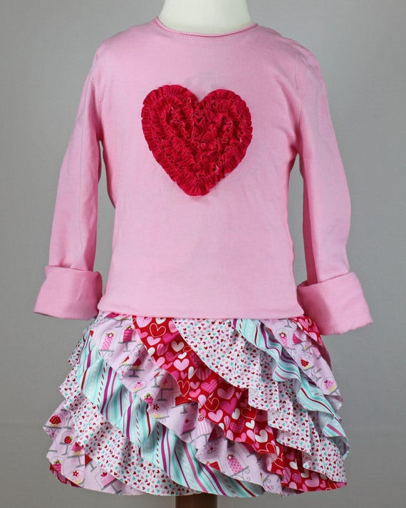 DIY Toddler T Shirt Dress
 Valentine ruffle T shirt dress pdf pattern toddler girl heart