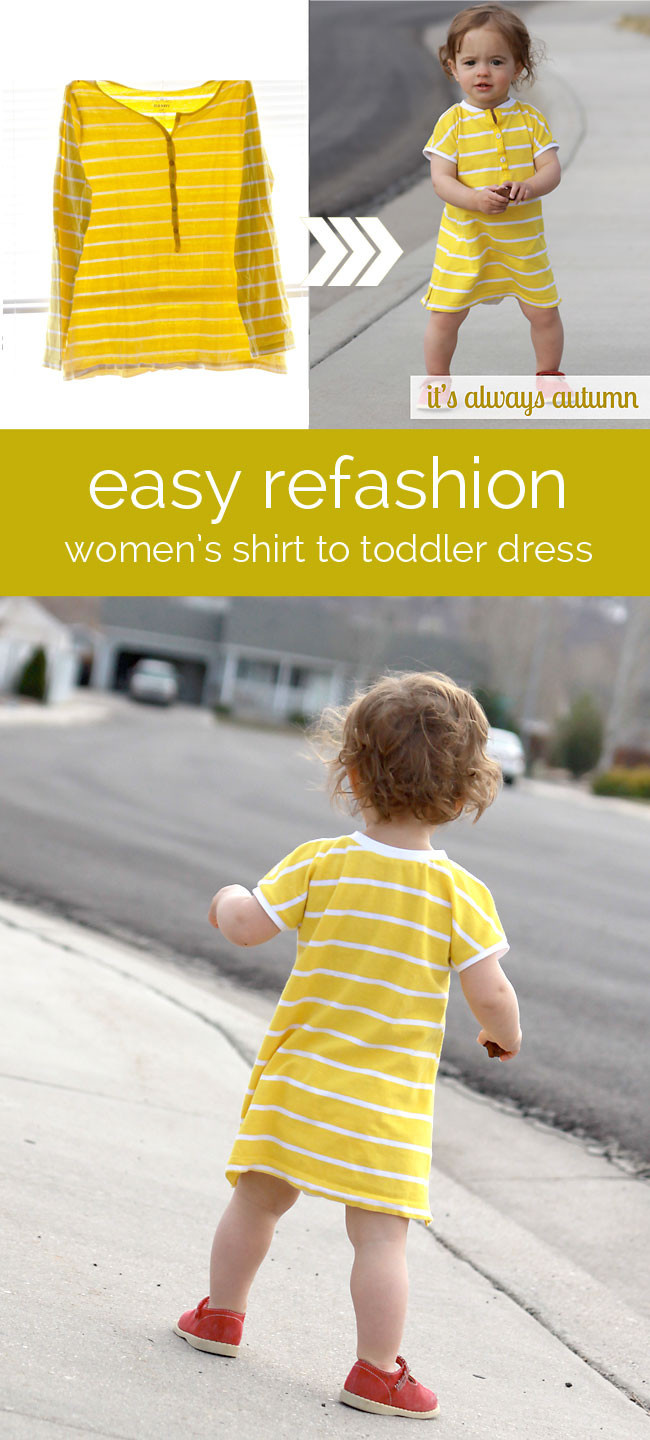 DIY Toddler T Shirt Dress
 Turn Adult Shirts Into Kids Clothes 5 Ways diy Thought