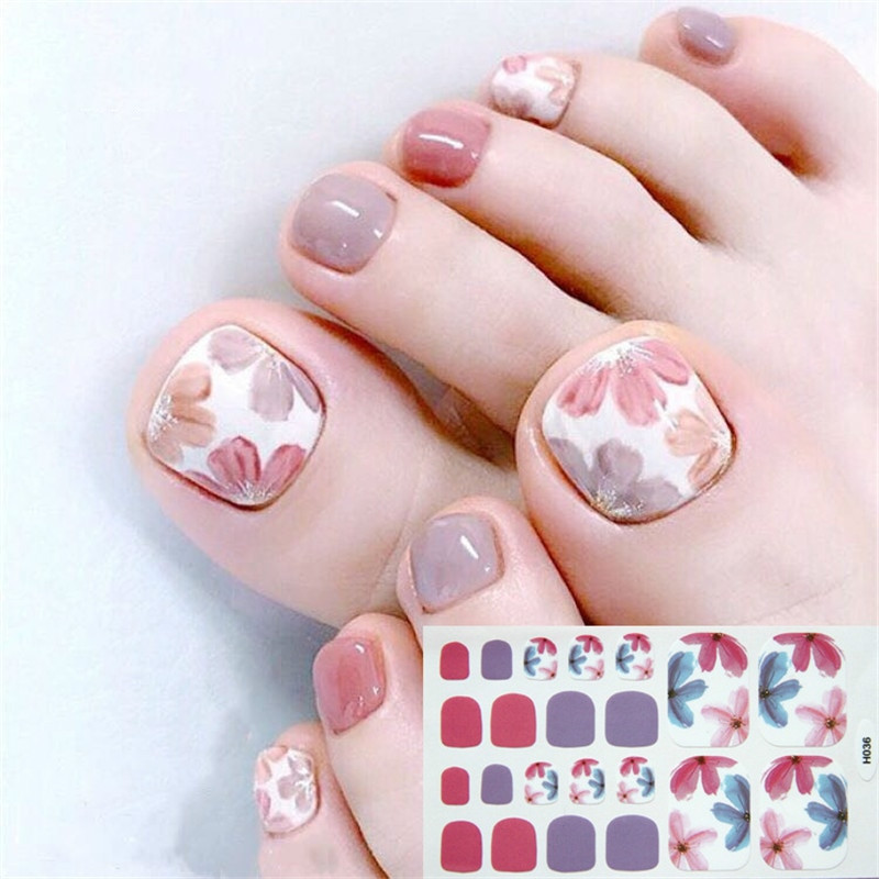 Diy Toe Nail Art
 22tips Pre Designed Toenail Sticker Full Cover Waterproof