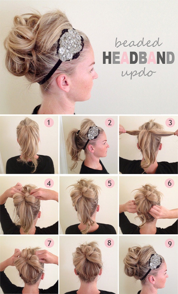DIY Up Do Hairstyles
 Beaded Headband Updo