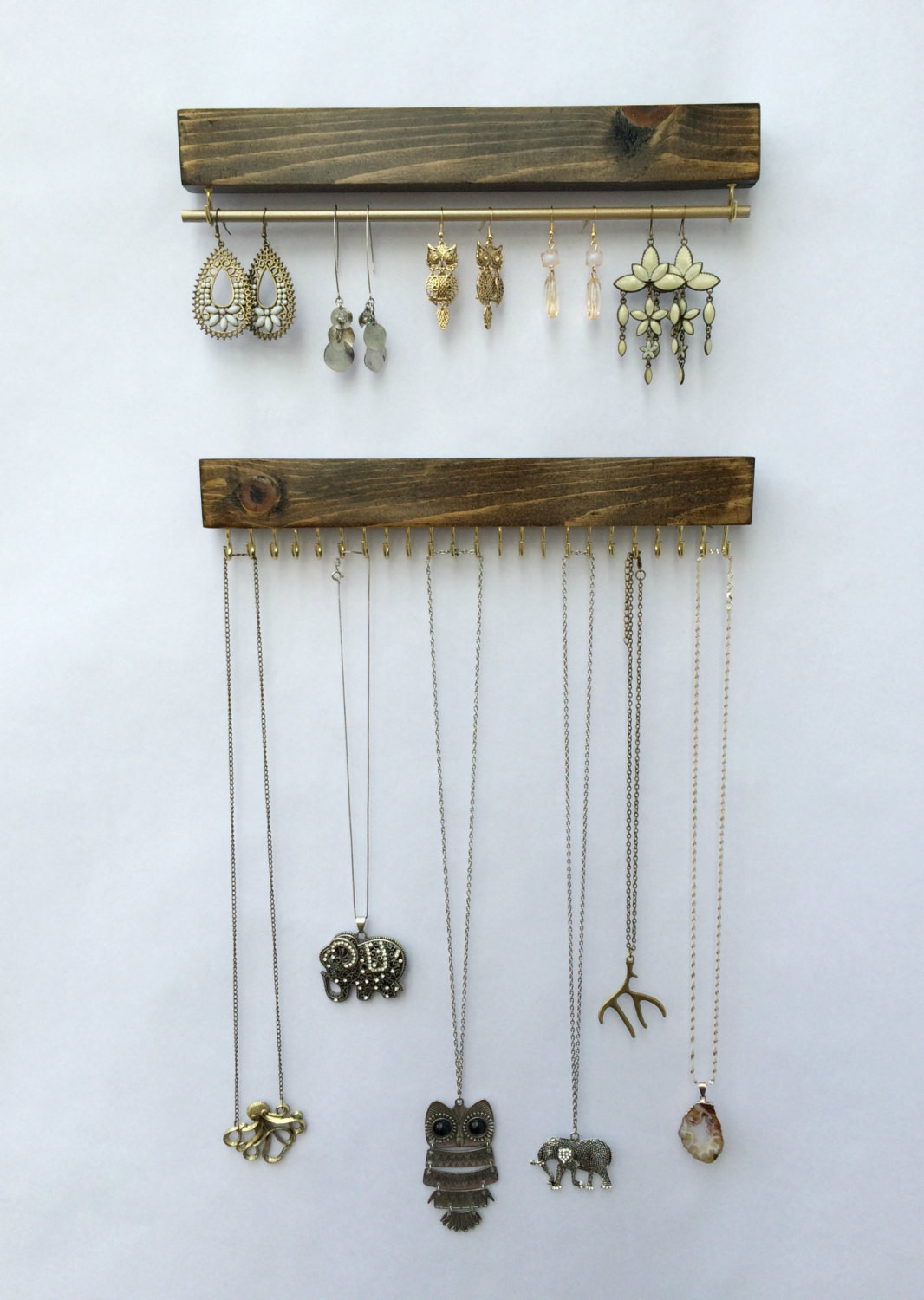 DIY Wall Mounted Jewelry Organizer
 Wall Mount Jewelry Organizer Necklace Holder and Earring
