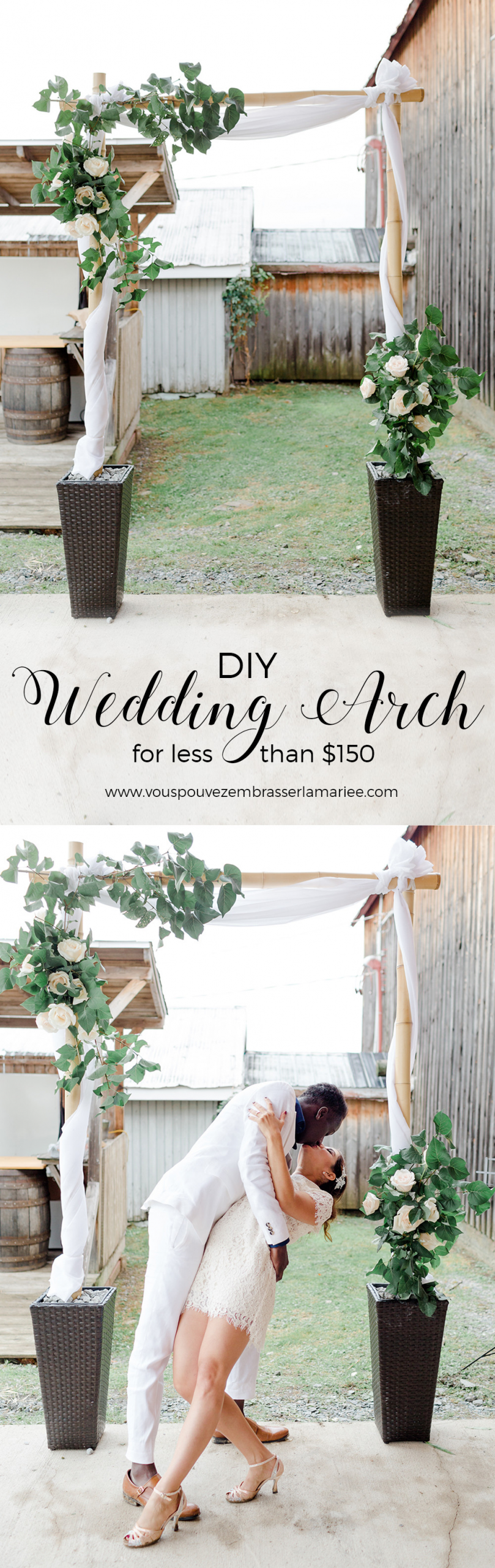 DIY Wedding Arch Tutorial
 Wow A DIY bamboo wedding arch for less than $150 tutorial