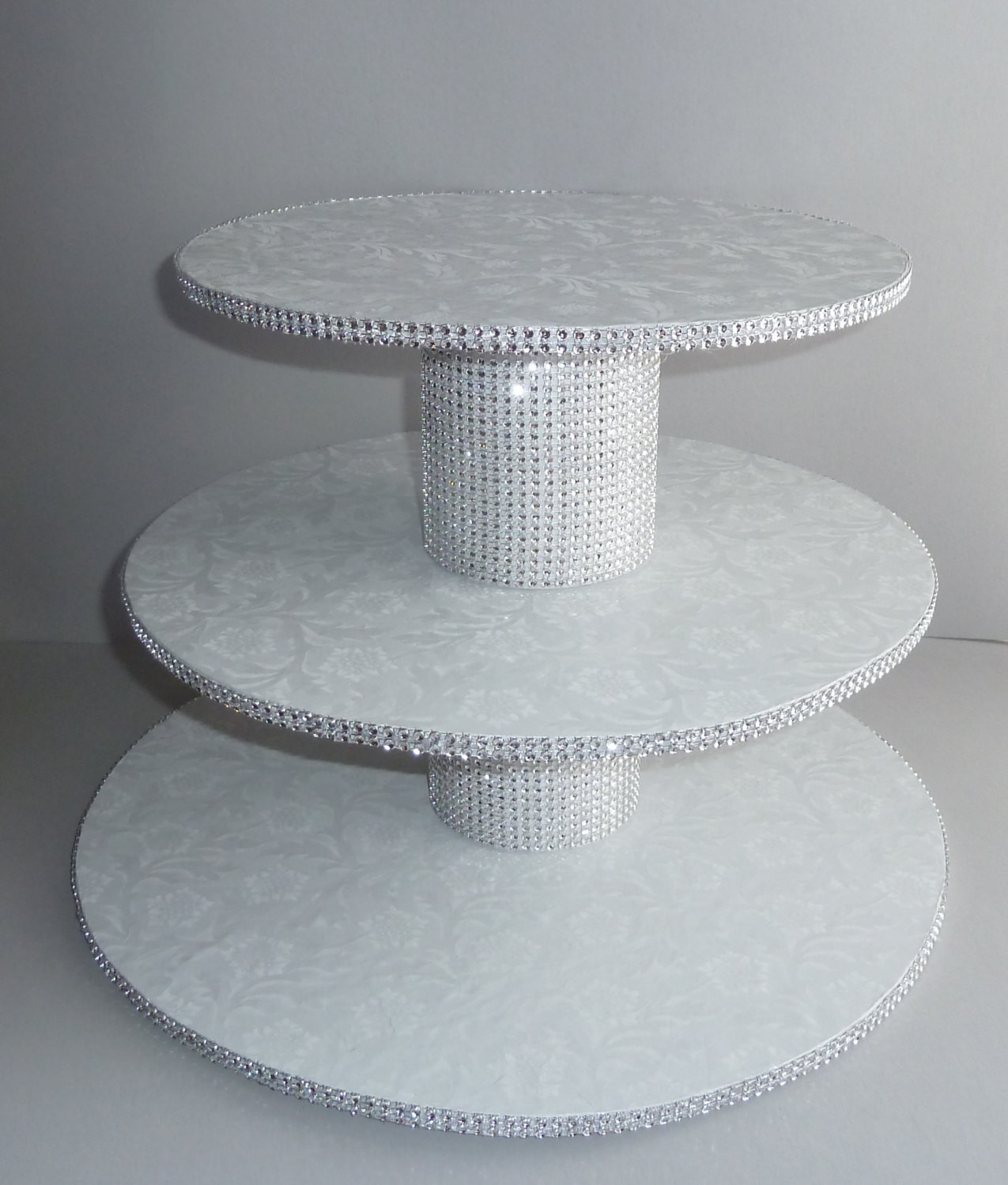 DIY Wedding Cake Stand
 3 tier bling white wedding cake cupcake stand tower display