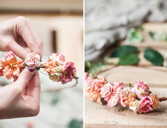 DIY Wedding Flower Kits
 Coral Flower Crown DIY Kit Coral Wedding Headpiece Coral