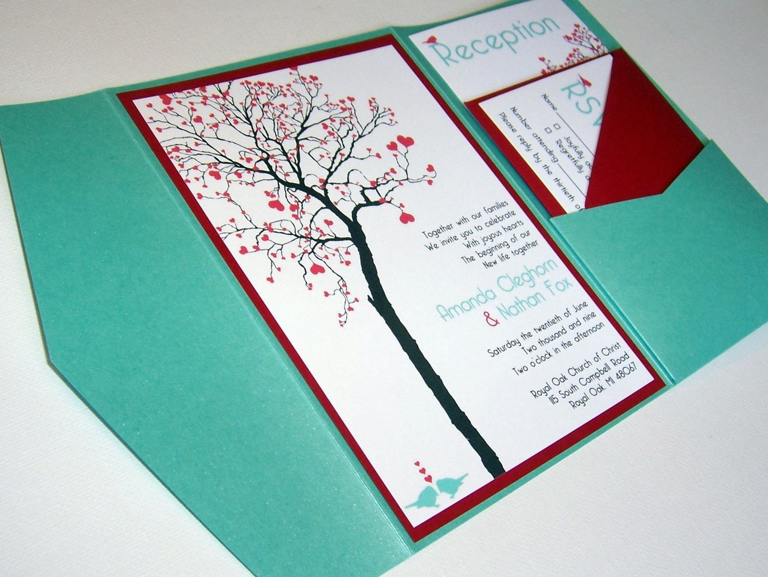 DIY Wedding Invite Ideas
 Wedding Invitation DIY Pocketfold Heart Tree Printable