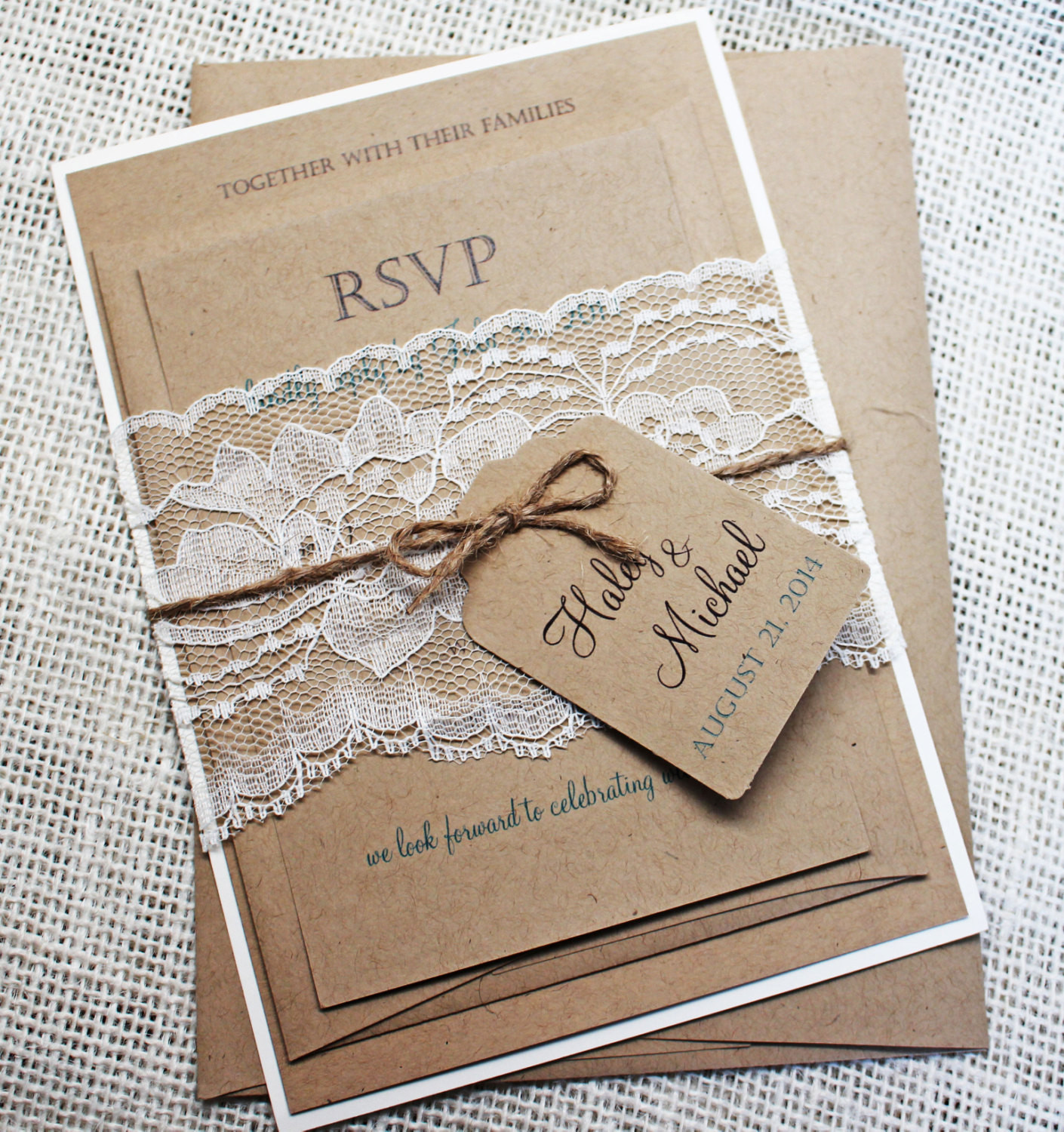 DIY Wedding Invite Ideas
 DIY Rustic Wedding Invitation Kit Eco Kraft and Rustic Lace