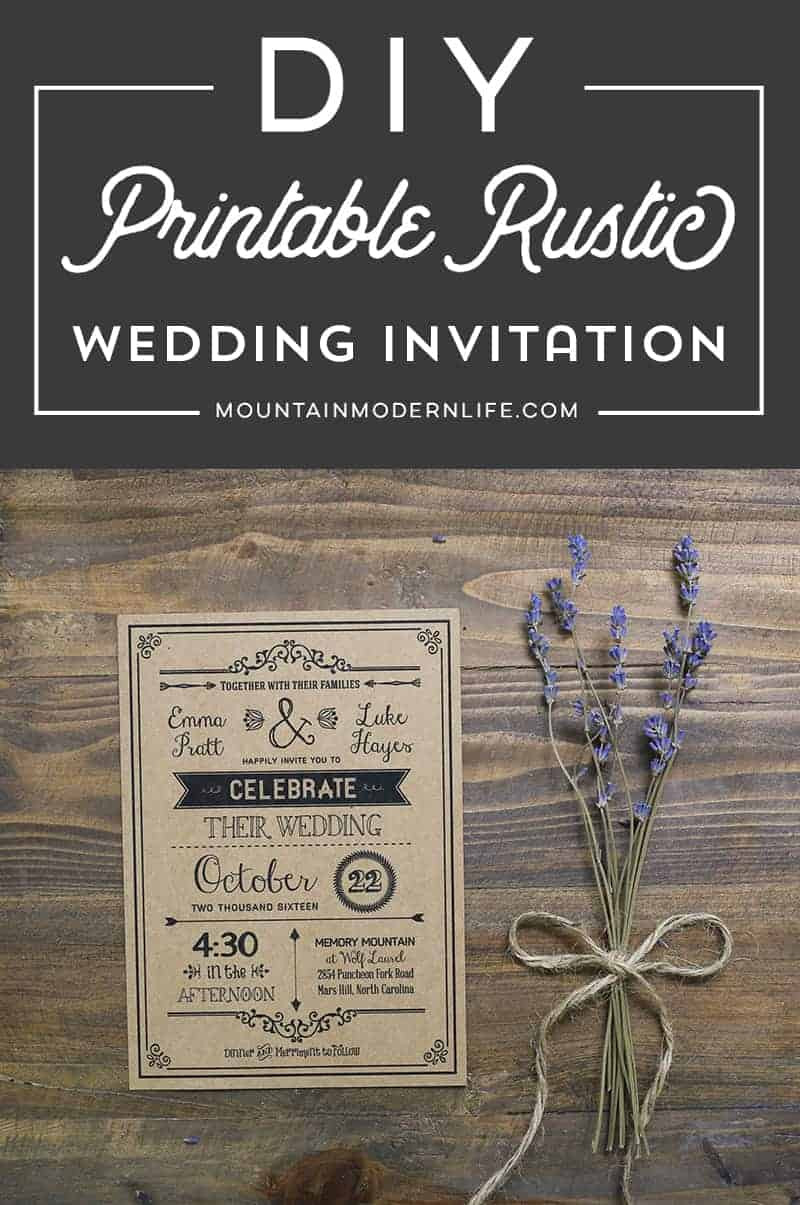 DIY Wedding Invite Templates
 Vintage Rustic DIY Wedding Invitation Template