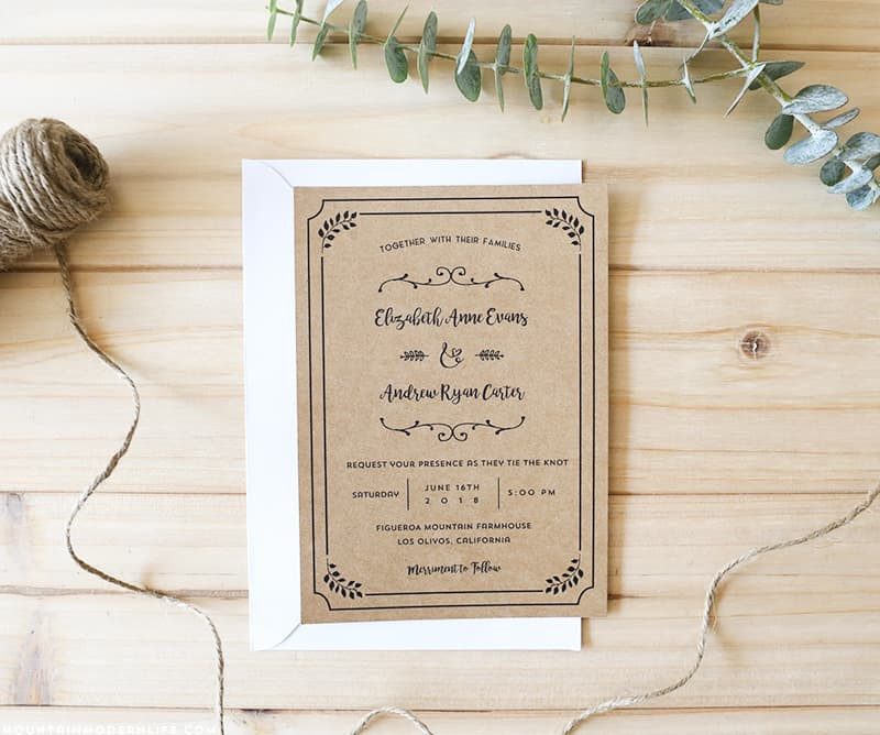 DIY Wedding Invite Templates
 FREE Printable Wedding Invitation Template