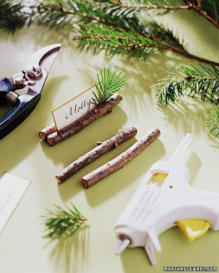 DIY Wedding Place Card Holder
 diy Wedding Crafts Twig & Evergreen Place Card Holders