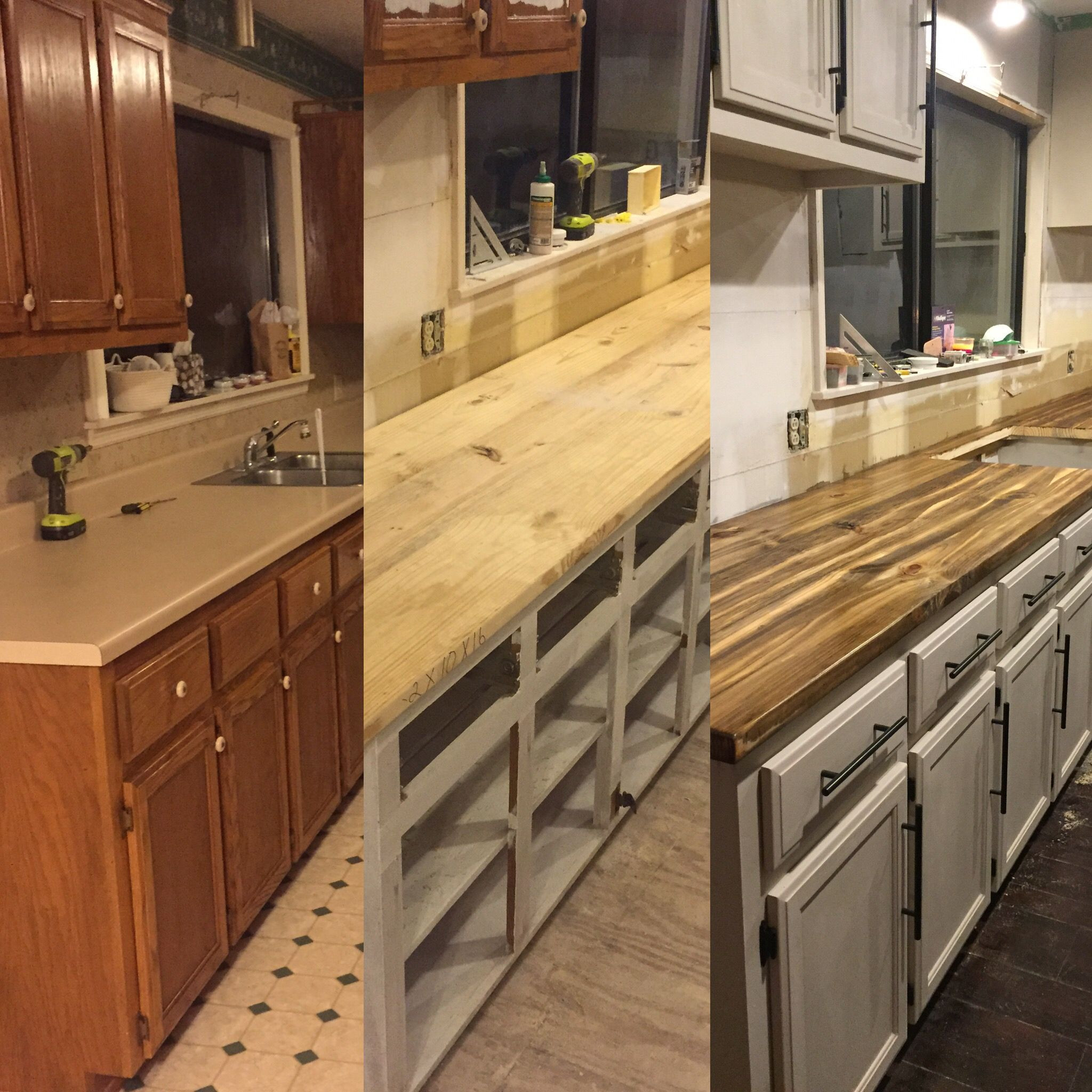 DIY Wood Cabinets
 DIY $150 countertops FOLLOW ME ON INSTAGRAM