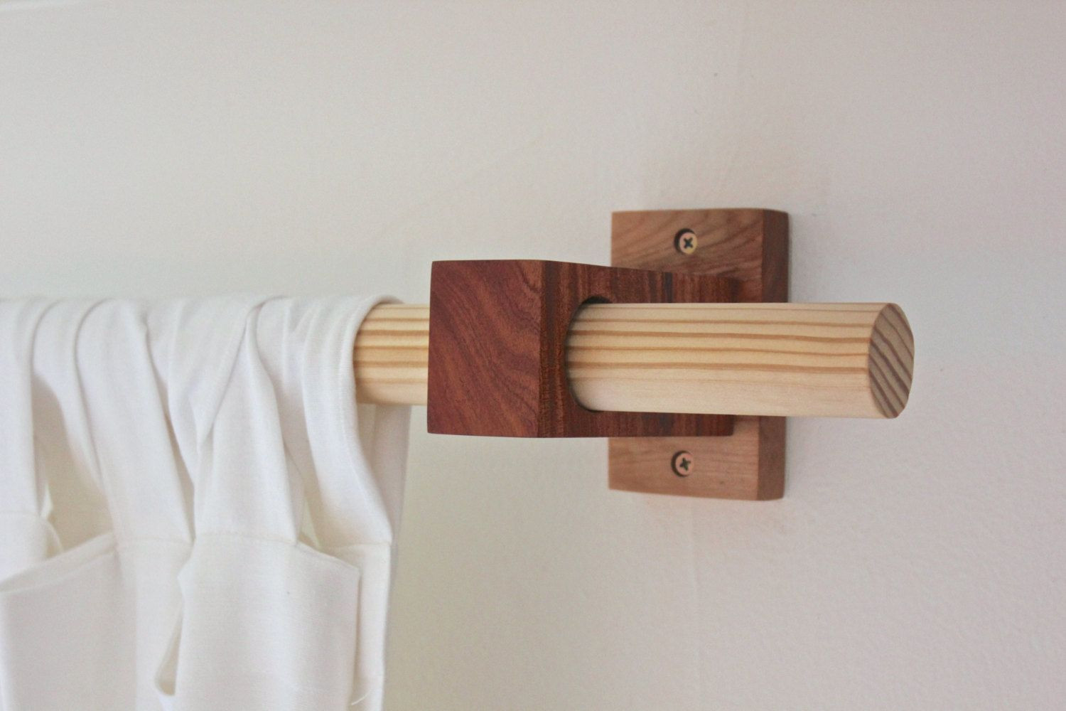 DIY Wood Curtain Rods
 modern wood curtain rod holders