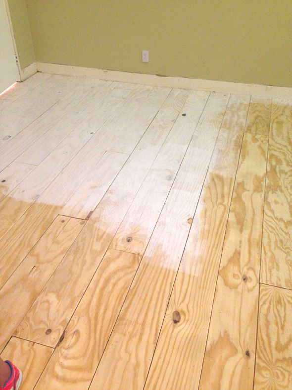 DIY Wood Floors Cheap
 Little Green Notebook Diy Whitewashed Plywood Plank