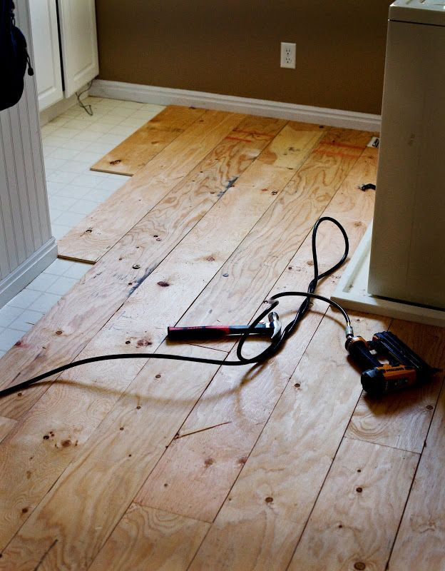 DIY Wood Floors Cheap
 $60 plywood floor Tidbits from the Tremaynes When You