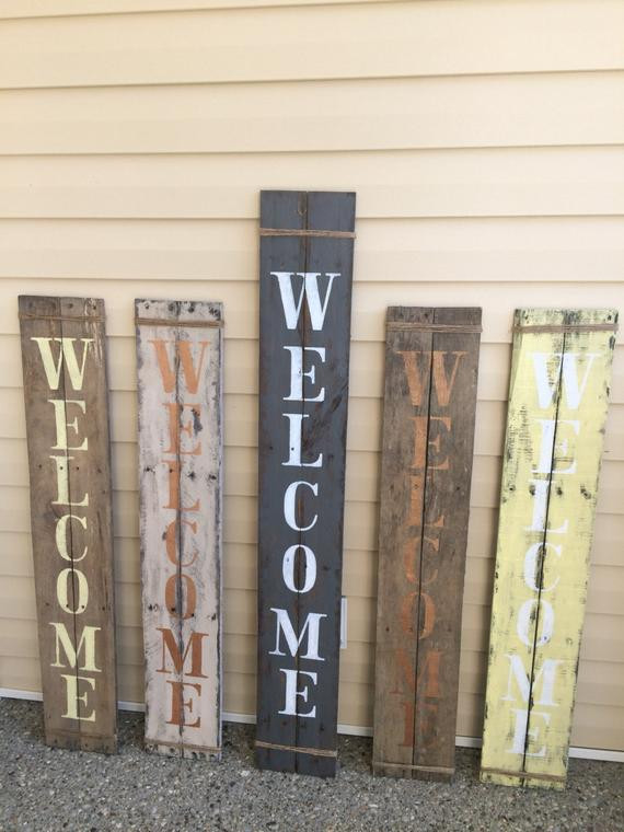 DIY Wood Pallet Sign
 Rustic verticle porch WEL E sign pallet wood handpainted
