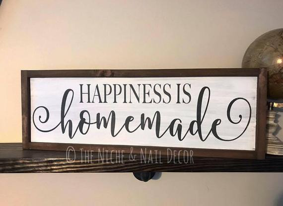 DIY Wood Plaque
 Happiness is Homemade Wood Sign Home Decor Rustic Home