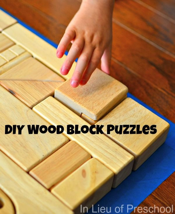 DIY Wood Puzzles
 DIY wood block puzzles for kids put painters tape down
