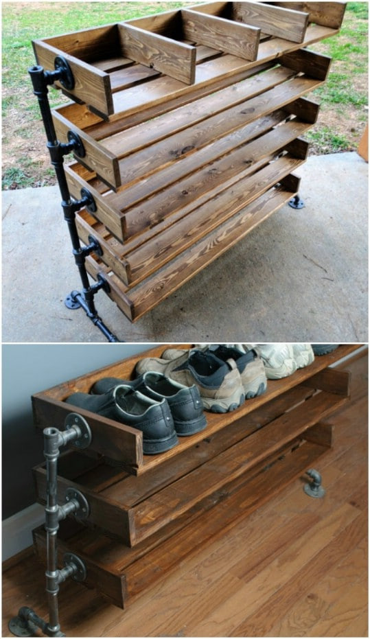 DIY Wood Shoe Rack
 20 Outrageously Simple DIY Shoe Racks And Organizers You