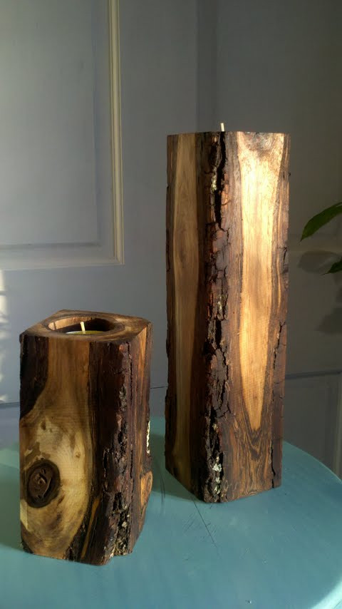 DIY Wooden Candle Holders
 Local Wood Candle holders