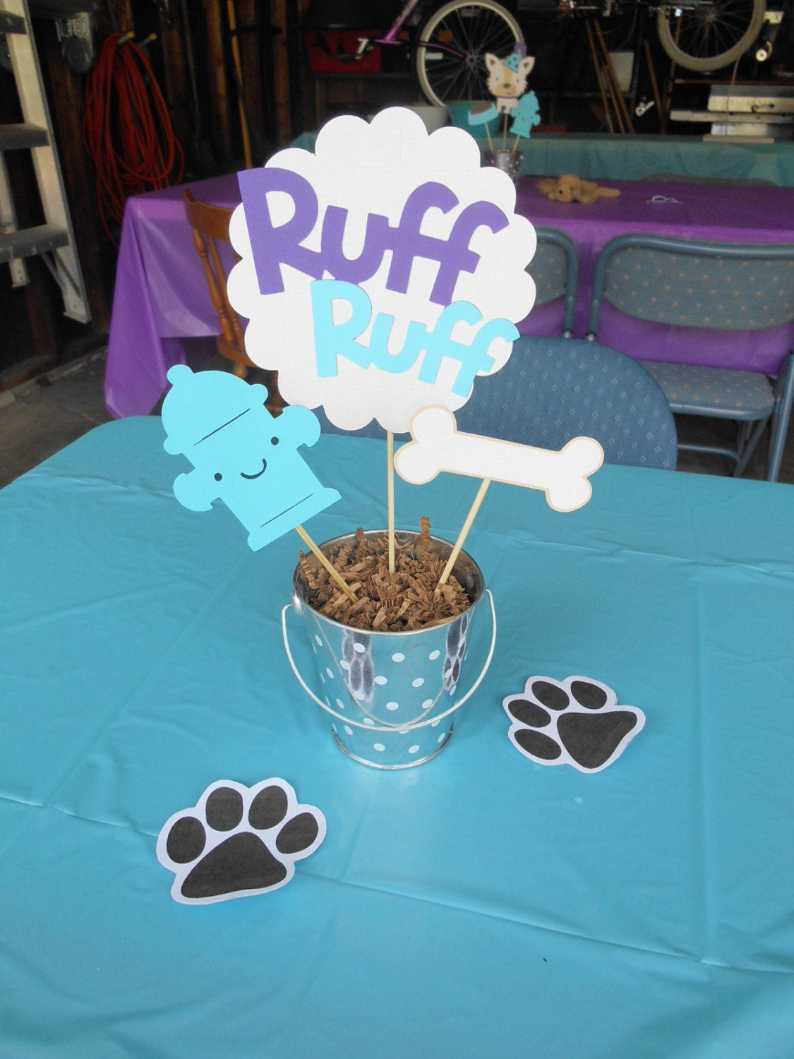 Dog Birthday Decorations
 Dog Theme Centerpiece Ruff Ruff Sign Birthday Party Baby