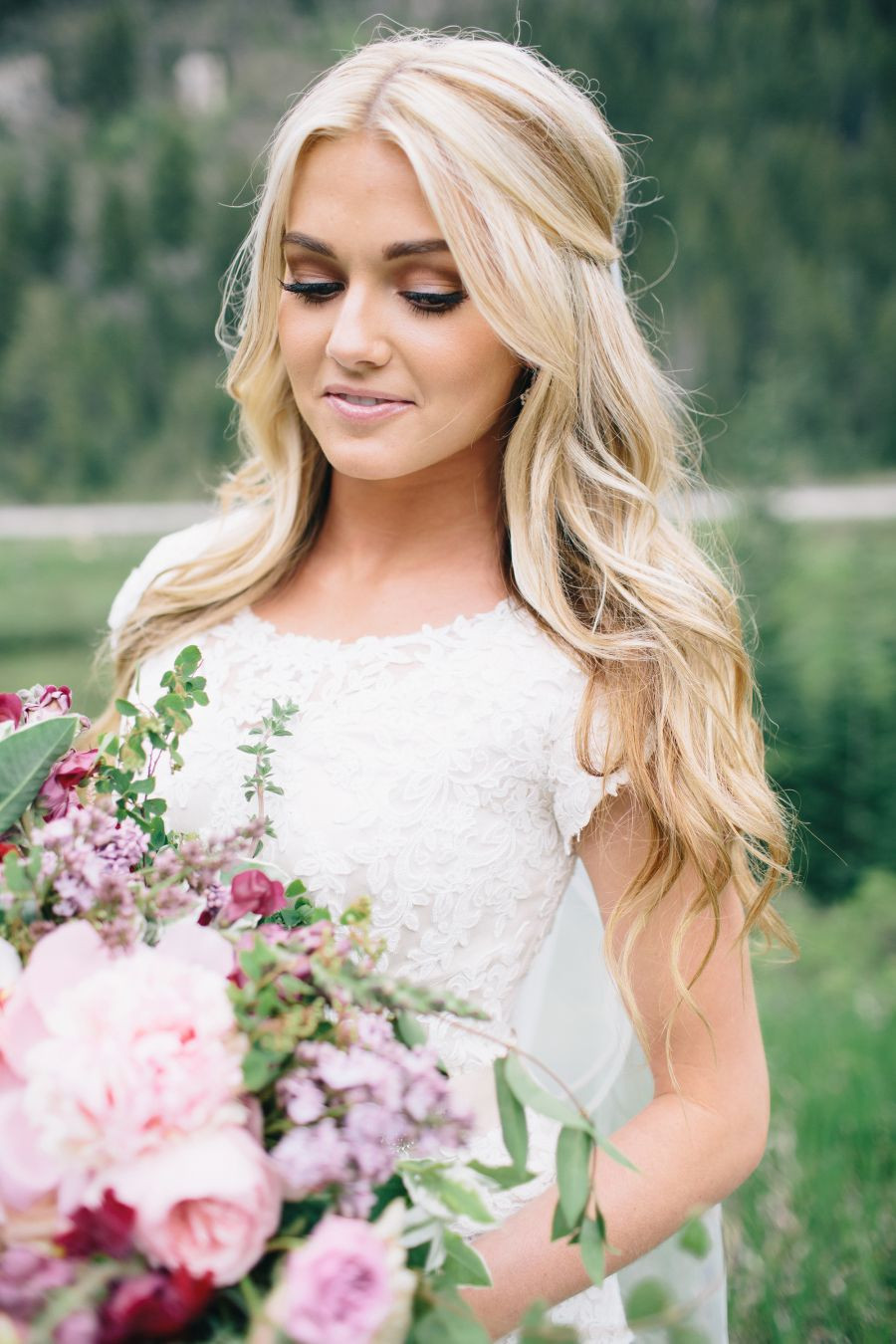 Down Hairstyles For Brides
 Pops of Pretty