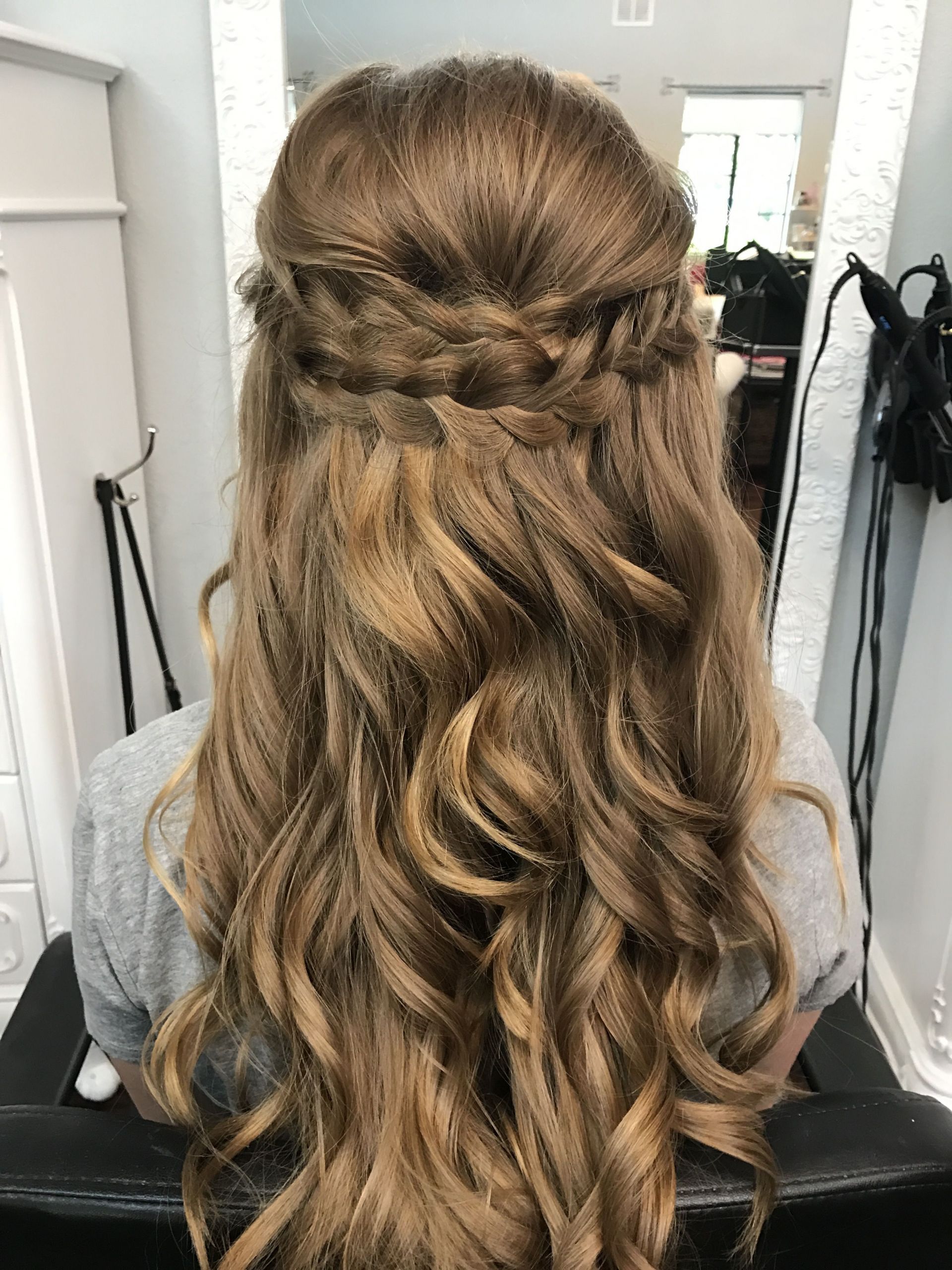 Down Prom Hairstyles
 Braided half up half down prom hair