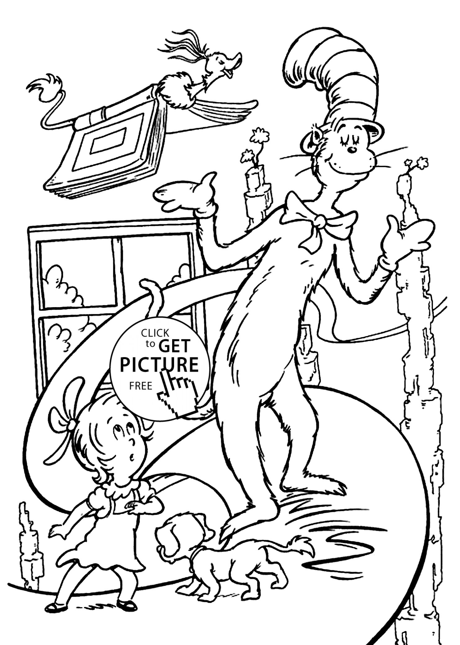 Dr Seuss Coloring Pages Printable
 Funny Сat in the hat coloring pages for kids printable