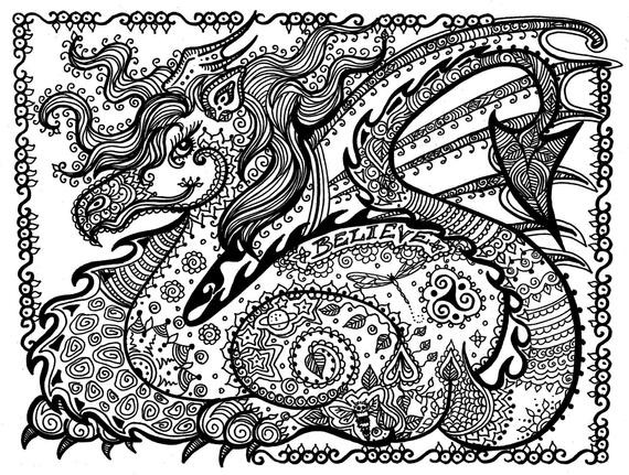 Dragon Coloring Pages Printables
 Printable Coloring Page DRAGON Instant Download Pay and Color