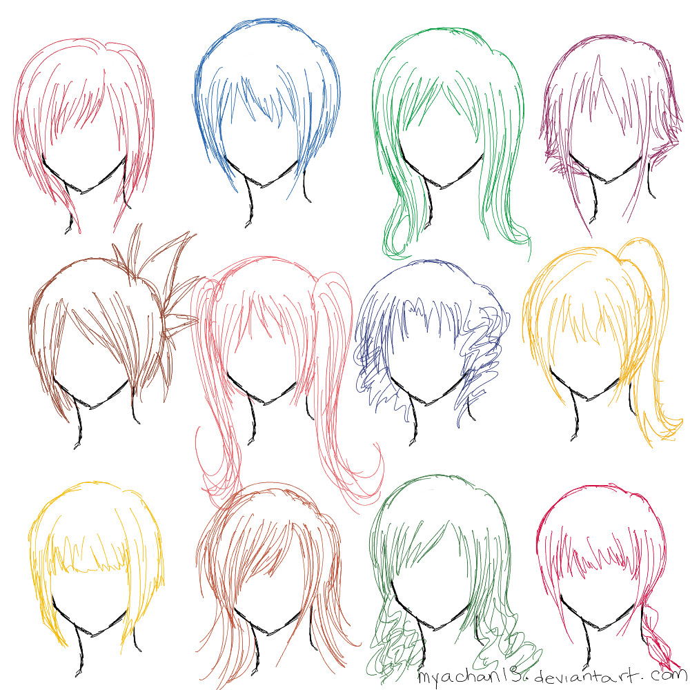 Drawings Of Anime Hairstyles
 Hair Ref 12 Hairstyles by MyaChan13 on DeviantArt
