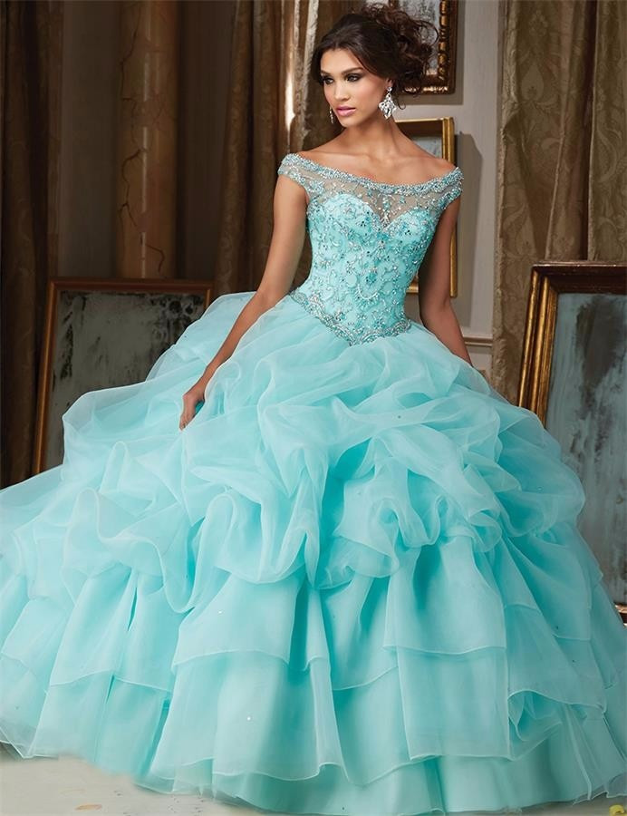 Dresses For 15 Birthday Party
 Vintage Light Aqua Color Sweet 15 Year Quinceanera Dresses